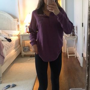 Love pink quarter snap purple sweatshirt